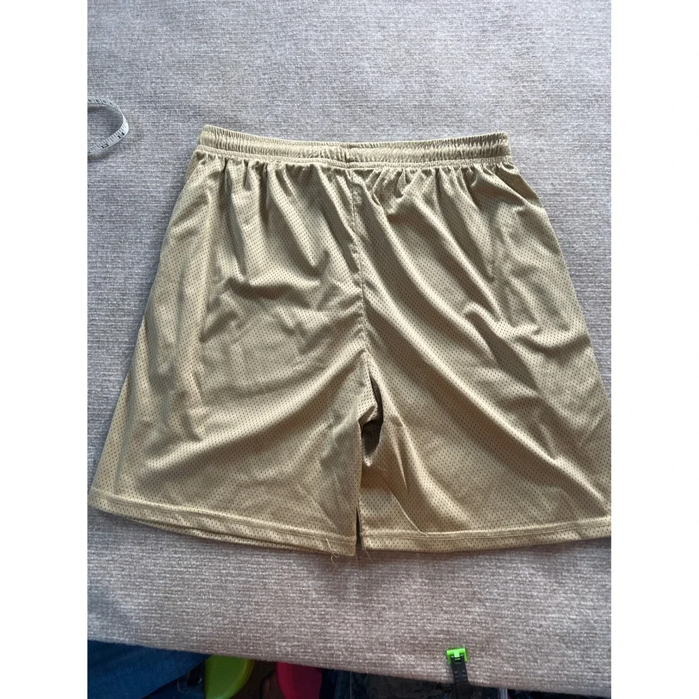 Eric Emanuel Basic Mesh Shorts Khaki Tan Blue EE Logo Mens XXXL 3XL Basketball